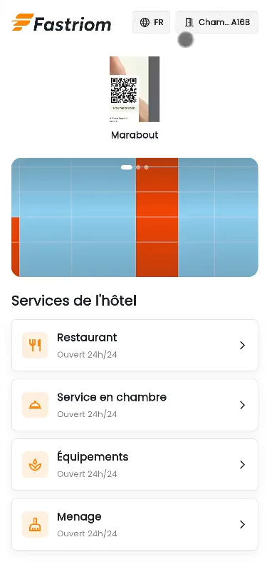 Guest scanning QR code for hotel services
