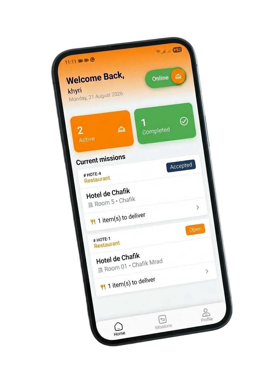 Fastriom hotel guest app interface