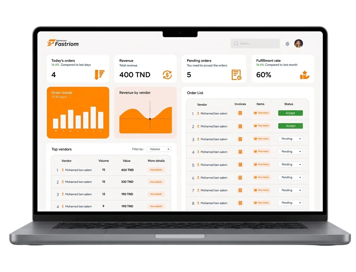 Fastriom marketplace app interface